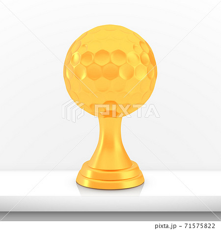 Winner golf cup award, golden trophy logo isolated on white shelf table background Winner golf cup award, golden trophy logo isolated on white shelf table background 71575822