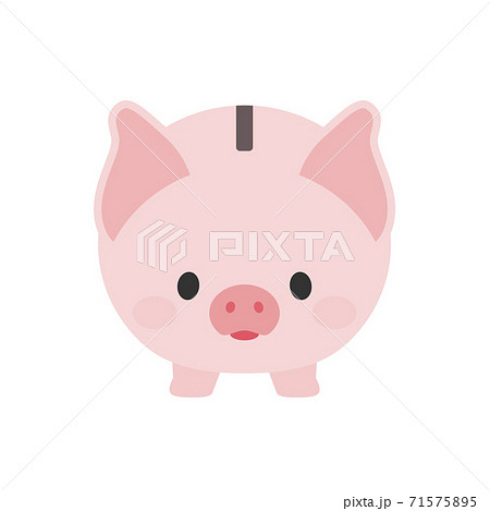 かわいい豚の貯金箱 白バック ピギーバンク 貯蓄 節約 費用 家計イラスト素材のイラスト素材
