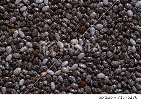 Macro photo of the chia seeds. View from above. 71576276