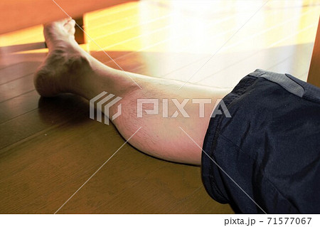男性の右足のすね毛 71577067
