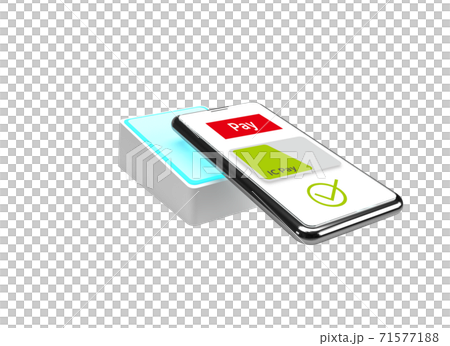 スマートフォンで電子決済するイメージ 71577188