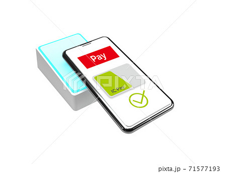スマートフォンで電子決済するイメージ スマートフォンで電子決済するイメージ 71577193