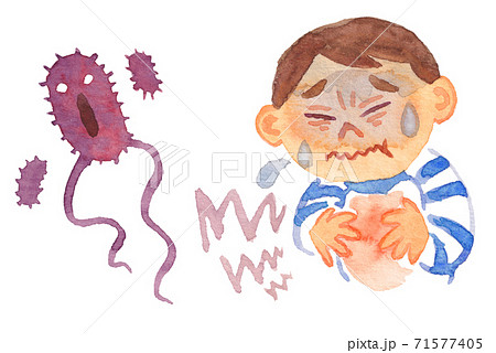 食中毒に苦しむ人のイラスト素材