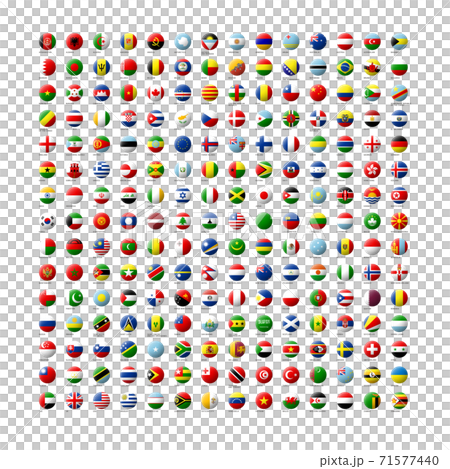 世界の国旗アイコンのセット　球体型 71577440