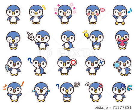 ペンギンのかわいいキャラクターセットのイラスト素材