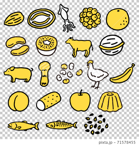 Twenty-one items equivalent to specific raw materials for food allergies Hand-painted icon set 71578455