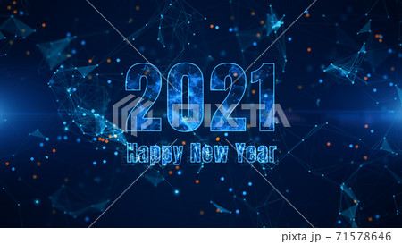 Happy New Year 2021 Bright Animation on Blue Background. Great for New Year, Christmas, Festival, Party Background 71578646