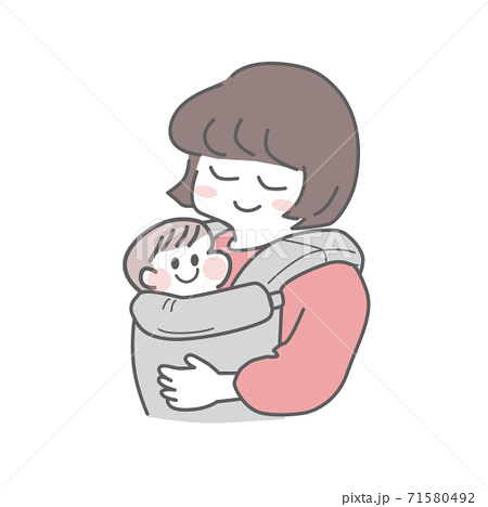 抱っこ紐と赤ちゃんとお母さんイラスト素材のイラスト素材