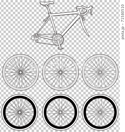 自転車線画イラスト ロードバイク タイヤ フレームのイラスト素材