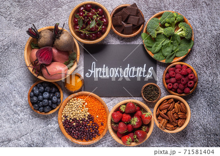 Healthy foods high in antioxidants. Healthy foods high in antioxidants. 71581404