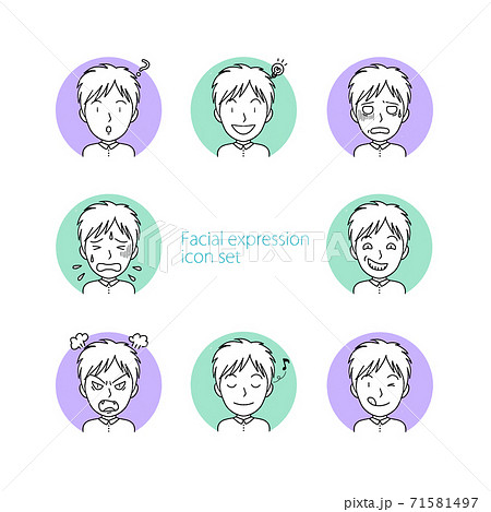 色々な表情をする男性のシンプルなアイコンのセット 色々な表情をする男性のシンプルなアイコンのセット 71581497