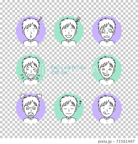 色々な表情をする男性のシンプルなアイコンのセット 色々な表情をする男性のシンプルなアイコンのセット 71581497