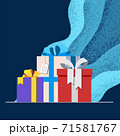 Presents box with blue tone background in christmas concept 71581767