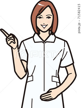 指差して説明する看護師B③ 71582415