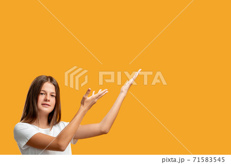 special offer advertising background girl orange 71583545
