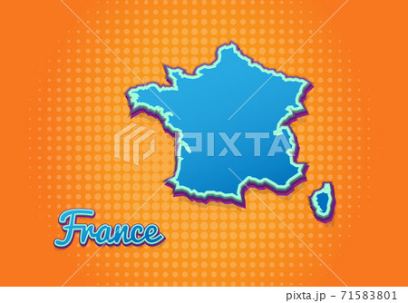 Retro map of france with halftone background. Cartoon map icon in comic book and pop art style. Cartography business concept. Great for kids design,educational game,magnet or poster design. Retro map of france with halftone background. Cartoon map icon in comic book and pop art style. Cartography business concept. Great for kids design,educational game,magnet or poster design. 71583801