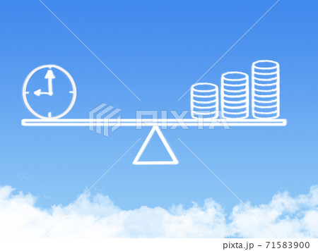 Scale weighing money and time cloud shape Scale weighing money and time cloud shape 71583900