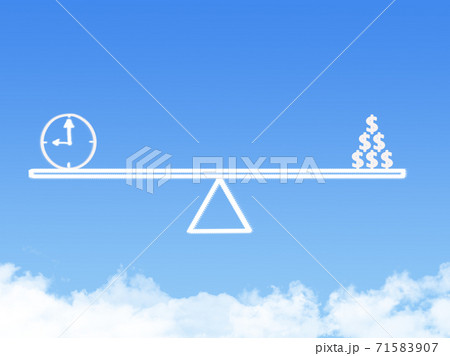 Scale weighing money and time cloud shape Scale weighing money and time cloud shape 71583907