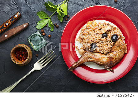 Pilaf with rabbit. 71585427