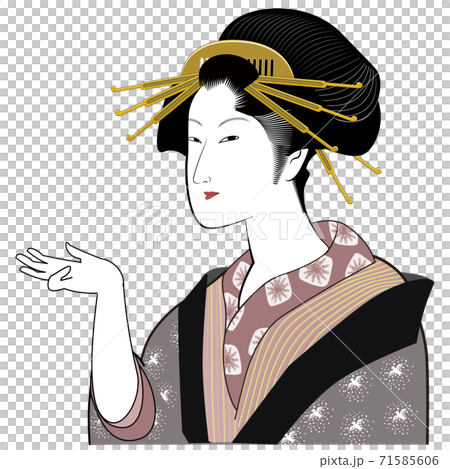 Ukiyo-e Beauty-Palm 71585606