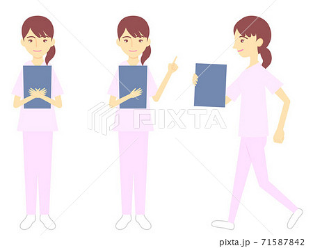 女性看護師のイラストポーズ集 女性看護師のイラストポーズ集 71587842