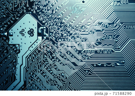 Blue electronic mother board circuit close up macro background Blue electronic mother board circuit close up macro background 71588290