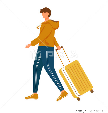 Man with luggage flat vector illustration.... - Stock Illustration  [71588948] - PIXTA