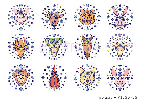 Chinese zodiac signs. Chinese zodiac signs. 71590759