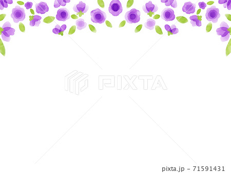 水彩紫色のフラワーフレーム　 71591431