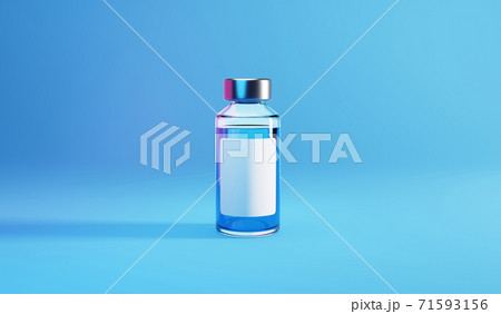 Bottle vial of Covid-19 vaccine. 3D render illustration. 71593156