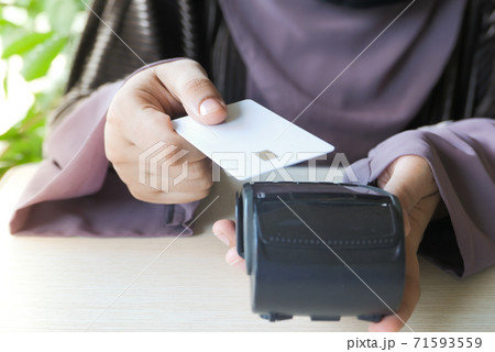 Payment terminal charging from a card, contactless payment. Payment terminal charging from a card, contactless payment. 71593559