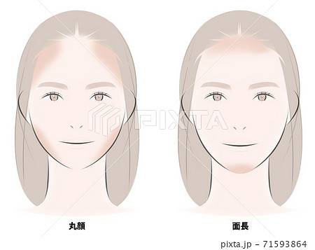 シェーディング丸顔と面長のイラスト素材