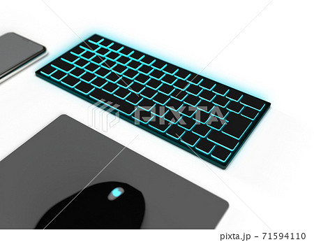 デスクの上のキーボード スマートフォン マウスのイラスト素材