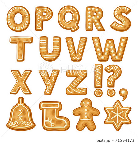 Freshly Baked Cookie Alphabet as Merry Christmas Symbol Vector Set Freshly Baked Cookie Alphabet as Merry Christmas Symbol Vector Set 71594173