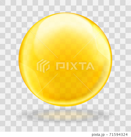 Golden oil translucent bubble or round drop with transparency 71594324
