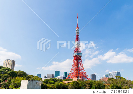 青空と東京タワーの見える都市風景 青空と東京タワーの見える都市風景 71594825