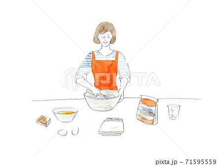 お菓子を作る女性 71595559