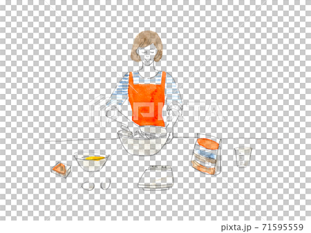 お菓子を作る女性 71595559