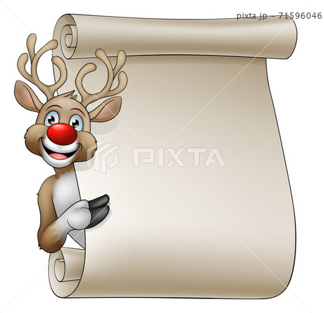 Christmas Reindeer Cartoon Sign Christmas Reindeer Cartoon Sign 71596046