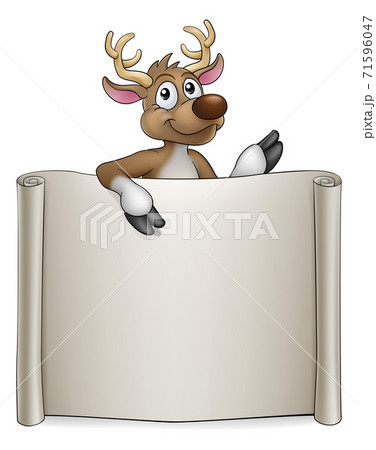 Christmas Reindeer Cartoon Sign 71596047