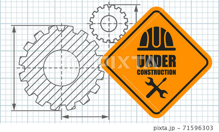Warning sign under construction on poster template. Logo concept Warning sign under construction on poster template. Logo concept 71596303