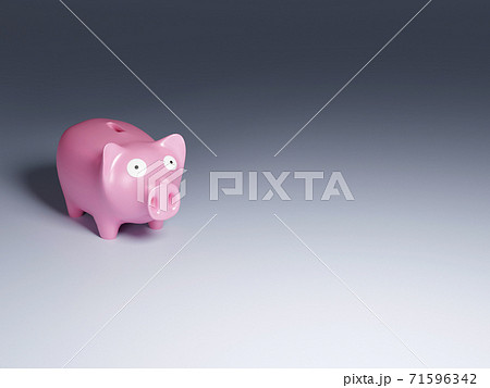 Shocked Pink Piggy Bank With Empty Space. Lose Money. Money Savings Going Down. 3D rendering Shocked Pink Piggy Bank With Empty Space. Lose Money. Money Savings Going Down. 3D rendering 71596342