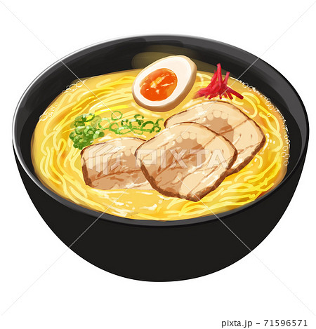 豚骨ラーメン黒 味玉のイラスト素材 71596571 Pixta