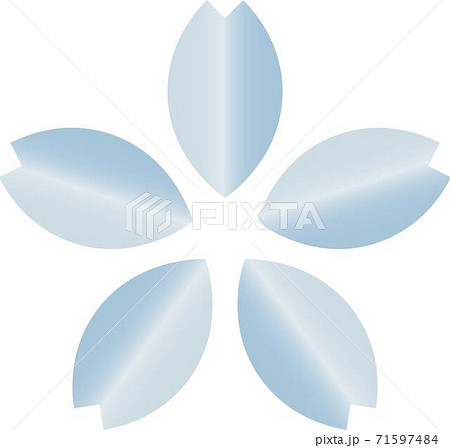 桜イラスト アイコン 空色 シンプル 青 ピング 背景白 マーク シンボル スタンプ 水色 白バックのイラスト素材