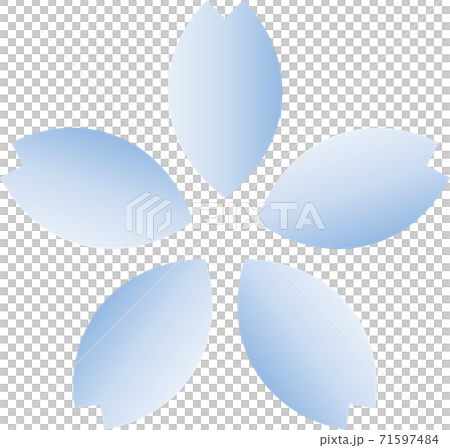 桜イラスト アイコン 空色 シンプル 青 ピング 背景白 マーク シンボル スタンプ 水色 白バックのイラスト素材