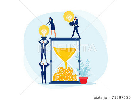 Team work Transport light bulb drop hourglass or Idea is money. Creativity business concept vector 71597559