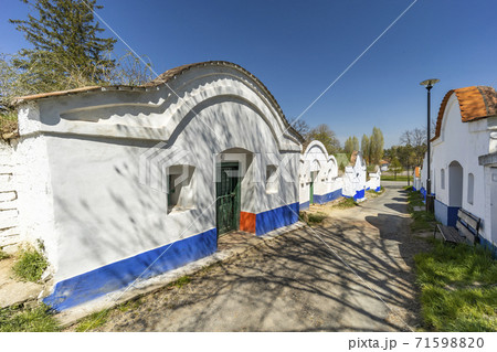 Group of typical outdoor wine cellars in Plze near Petrov, Southern Moravia, Czech Republic Group of typical outdoor wine cellars in Plze near Petrov, Southern Moravia, Czech Republic 71598820