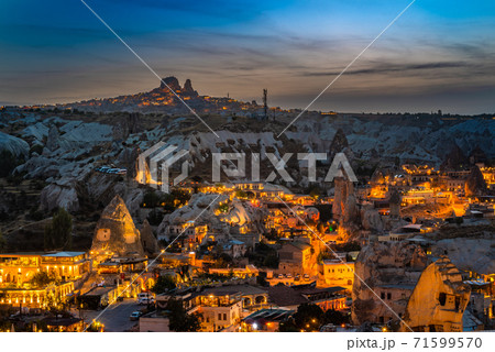 Night view of Goreme in Cappadocia, Turkey. 71599570
