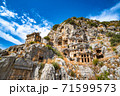 Rock-cut tombs in the ancient city of Myra, Turkey. 71599573