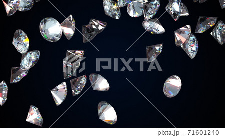 Falling large diamonds, computer generated. 3d render of beautiful background. 71601240